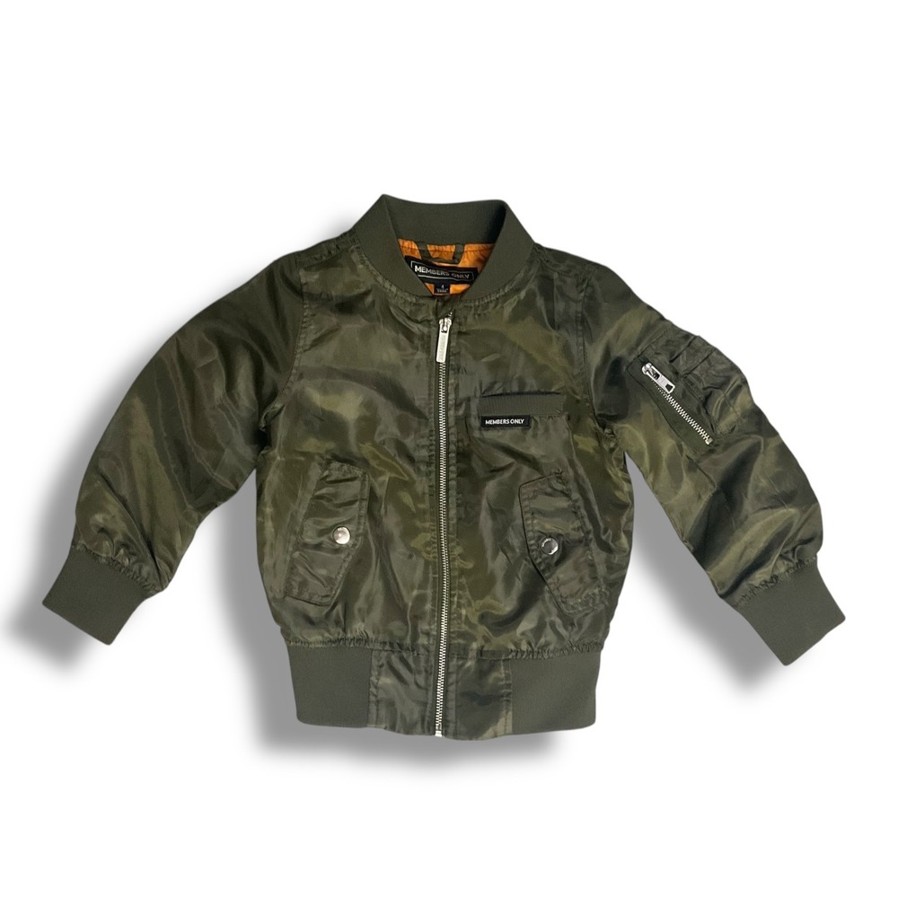 Members Only‎ Kids Olive Green Bomber Jacket Size 4 MB802023 Full Zip Military